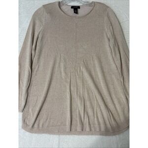 Alfani Metallic Knit Sweater Womens Medium Peach Lightweight Shimmer Top